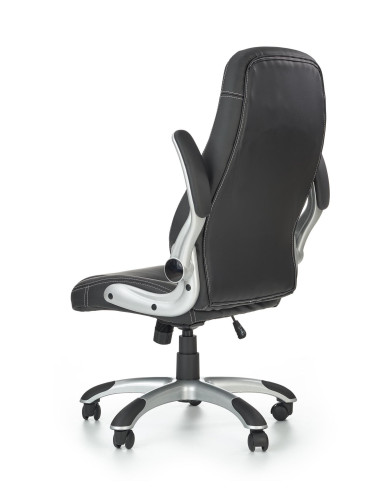 SATURN Fotel Gabinetowy | Czarna Eco Skóra, Regulowane podłokietniki