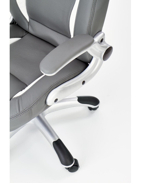 SATURN Fotel Gabinetowy | Popielata Eco Skóra, Regulowane podłokietniki