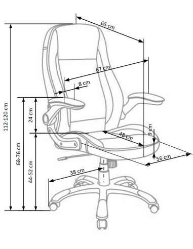 SATURN Fotel Gabinetowy | Popielata Eco Skóra, Regulowane podłokietniki