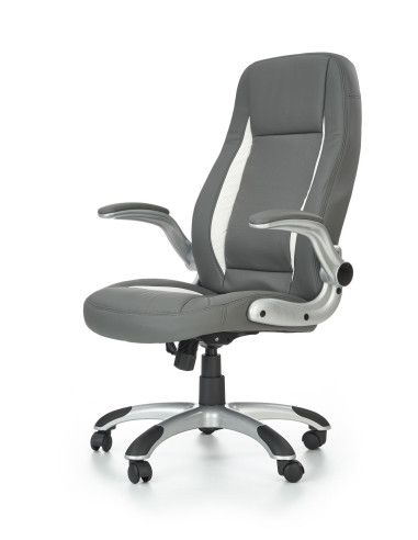 SATURN Fotel Gabinetowy | Popielata Eco Skóra, Regulowane podłokietniki