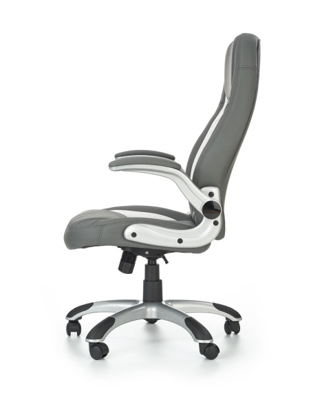 SATURN Fotel Gabinetowy | Popielata Eco Skóra, Regulowane podłokietniki