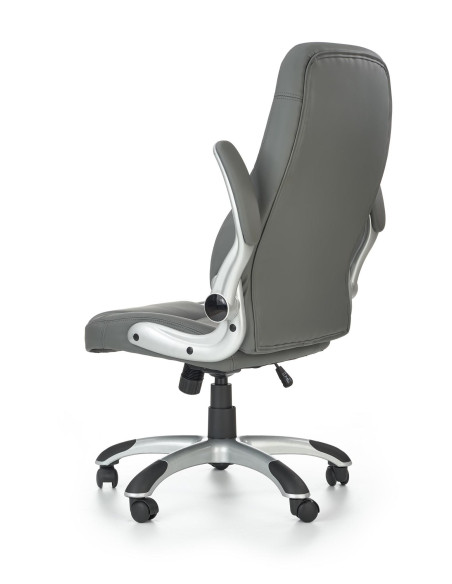 SATURN Fotel Gabinetowy | Popielata Eco Skóra, Regulowane podłokietniki