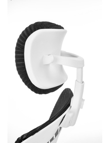 SOCKET Fotel Biurowy Biało-Czarny z Regulowanym Zagłówkiem - Wygodny