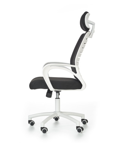 SOCKET Fotel Biurowy Biało-Czarny z Regulowanym Zagłówkiem - Wygodny