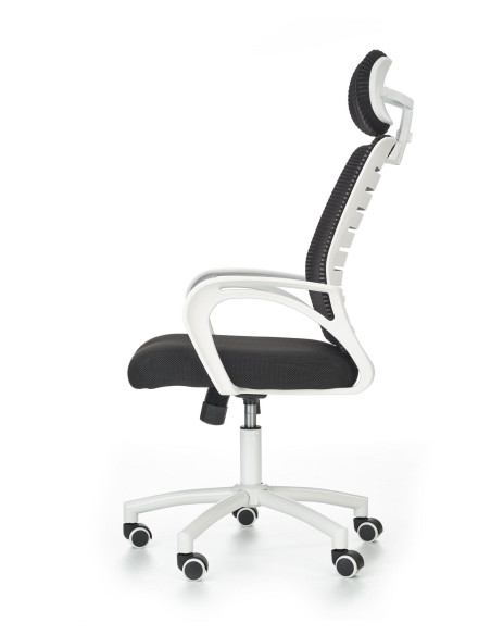 SOCKET Fotel Biurowy Biało-Czarny z Regulowanym Zagłówkiem - Wygodny