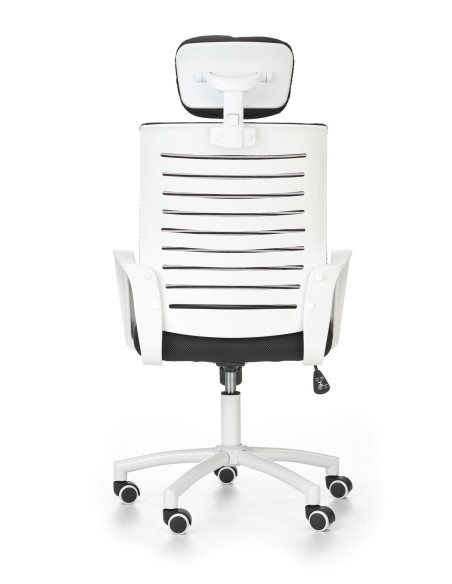 SOCKET Fotel Biurowy Biało-Czarny z Regulowanym Zagłówkiem - Wygodny