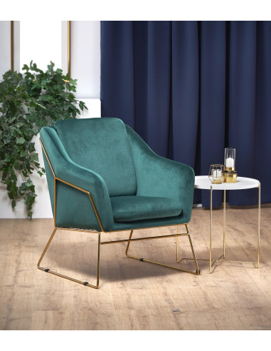 SOFT Fotel Wypoczynkowy Ciemnozielony Velvet/Złoty - Luksus i Komfort