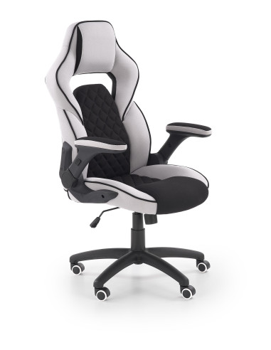 SONIC Fotel Gabinetowy Obrotowy Czarny/Popiel z Regulowanymi Podłokietnikami