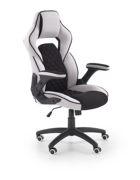 SONIC Fotel Gabinetowy Obrotowy Czarny/Popiel z Regulowanymi Podłokietnikami