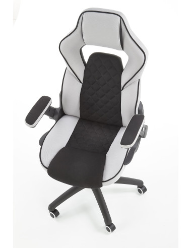 SONIC Fotel Gabinetowy Obrotowy Czarny/Popiel z Regulowanymi Podłokietnikami