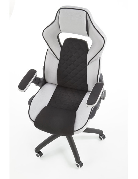 SONIC Fotel Gabinetowy Obrotowy Czarny/Popiel z Regulowanymi Podłokietnikami