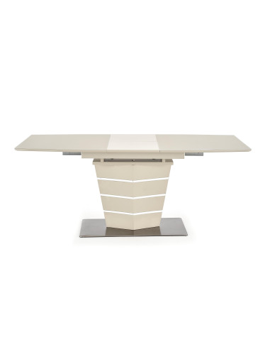 Stół rozkładany MARESOL 140-180 cm szkło / MDF / stal nierdzewna - beżowy