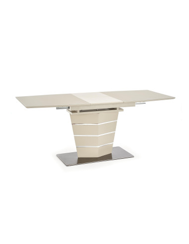 Stół rozkładany MARESOL 140-180 cm szkło / MDF / stal nierdzewna - beżowy