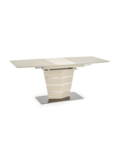 Stół rozkładany MARESOL 140-180 cm szkło / MDF / stal nierdzewna - beżowy
