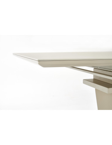 Stół rozkładany MARESOL 140-180 cm szkło / MDF / stal nierdzewna - beżowy