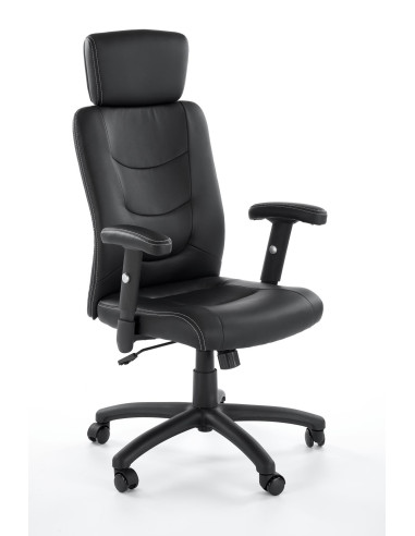 STILO Fotel Biurowy Czarny Regulowane Podłokietniki/Eco Skóra