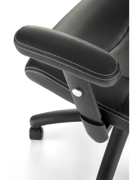 STILO Fotel Biurowy Czarny Regulowane Podłokietniki/Eco Skóra