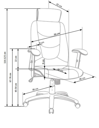 STILO Fotel Biurowy Czarny Regulowane Podłokietniki/Eco Skóra