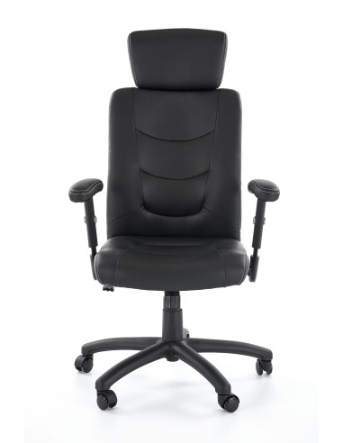 STILO Fotel Biurowy Czarny Regulowane Podłokietniki/Eco Skóra