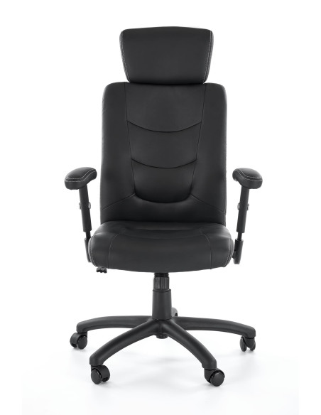 STILO Fotel Biurowy Czarny Regulowane Podłokietniki/Eco Skóra