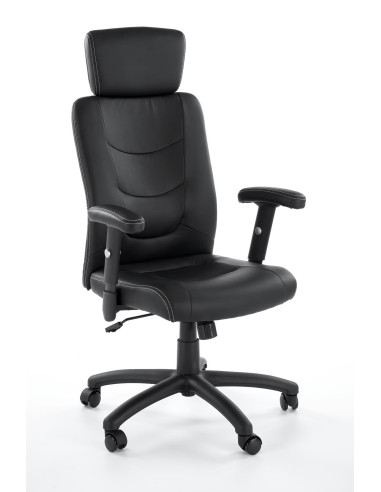 STILO Fotel Biurowy Czarny Regulowane Podłokietniki/Eco Skóra