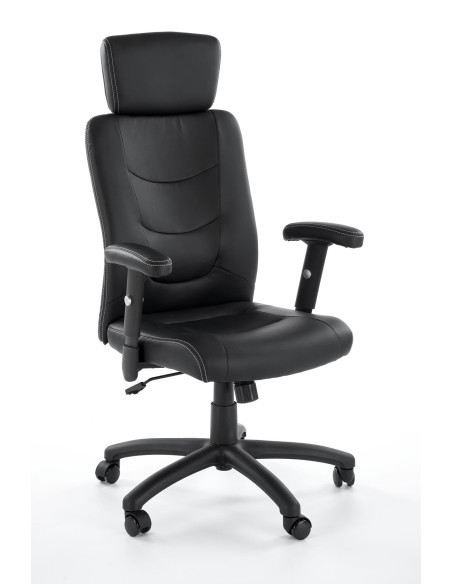 STILO Fotel Biurowy Czarny Regulowane Podłokietniki/Eco Skóra