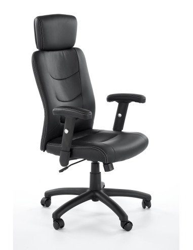 STILO Fotel Biurowy Czarny Regulowane Podłokietniki/Eco Skóra