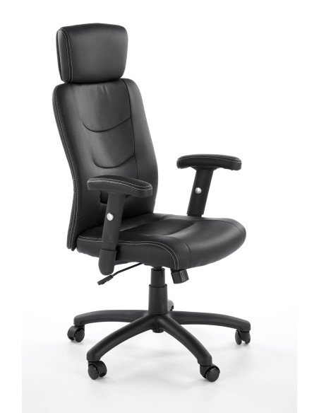 STILO Fotel Biurowy Czarny Regulowane Podłokietniki/Eco Skóra