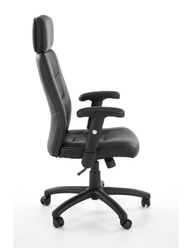 STILO Fotel Biurowy Czarny Regulowane Podłokietniki/Eco Skóra