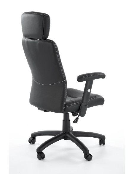 STILO Fotel Biurowy Czarny Regulowane Podłokietniki/Eco Skóra