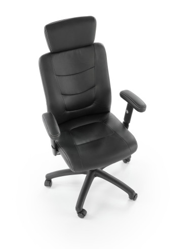 STILO Fotel Biurowy Czarny Regulowane Podłokietniki/Eco Skóra