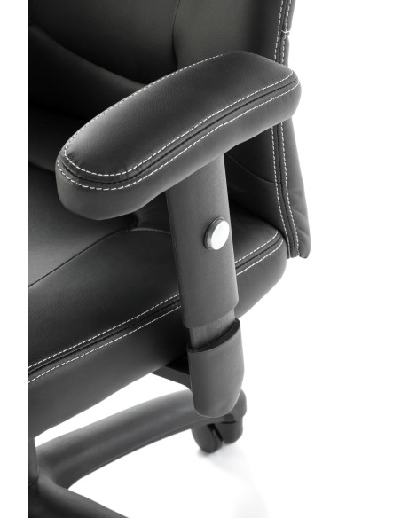 STILO Fotel Biurowy Czarny Regulowane Podłokietniki/Eco Skóra