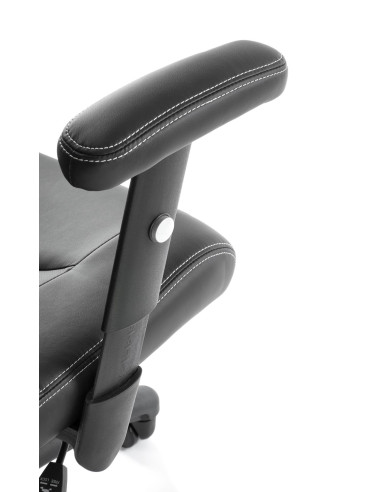 STILO Fotel Biurowy Czarny Regulowane Podłokietniki/Eco Skóra