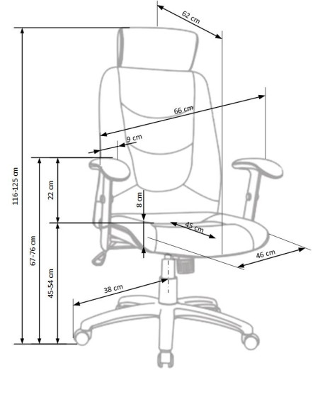 STILO 2 Fotel Biurowy Popielato Czarny Regulowane Podłokietniki/Eco Skóra