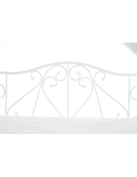 SUMATRA Łóżko Metalowe 90x200 cm z Drewnianym Stelażem Białe - Klasyczne