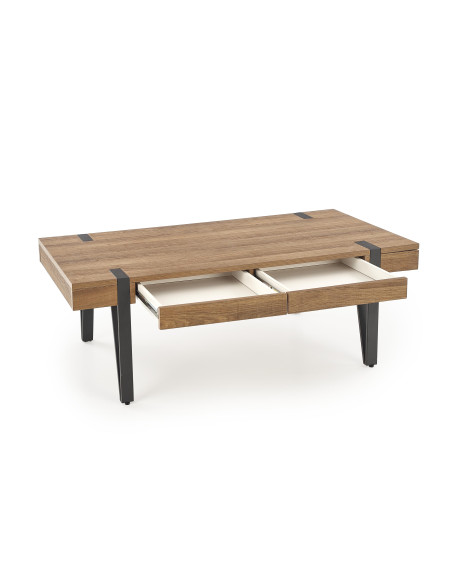 TULUZA Ława 120x55x41cm z Szufladami Orzech Miodowy/Czarny - Elegancja i Styl