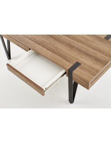 TULUZA Ława 120x55x41cm z Szufladami Orzech Miodowy/Czarny - Elegancja i Styl