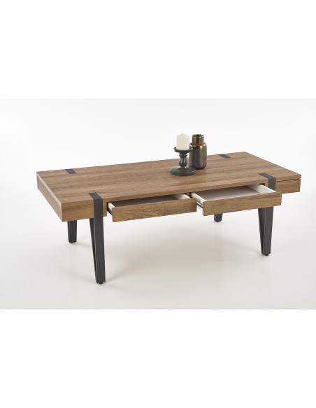 TULUZA Ława 120x55x41cm z Szufladami Orzech Miodowy/Czarny - Elegancja i Styl