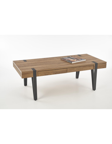 TULUZA Ława 120x55x41cm z Szufladami Orzech Miodowy/Czarny - Elegancja i Styl