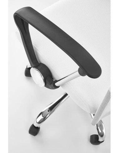 VIRE Fotel Biurowy Biały - Eco Skóra / Siatka / Chrom - Wygodne Oparcie