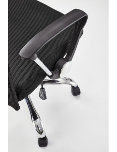 VIRE Fotel Biurowy Czarny - Eco Skóra / Siatka / Chrom - Wygodne Oparcie 2