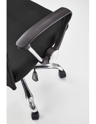 VIRE Fotel Biurowy Czarny - Eco Skóra / Siatka / Chrom - Wygodne Oparcie