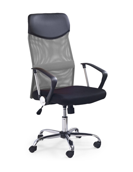 VIRE Fotel Biurowy Popiel/Czarny - Eco Skóra / Siatka / Chrom