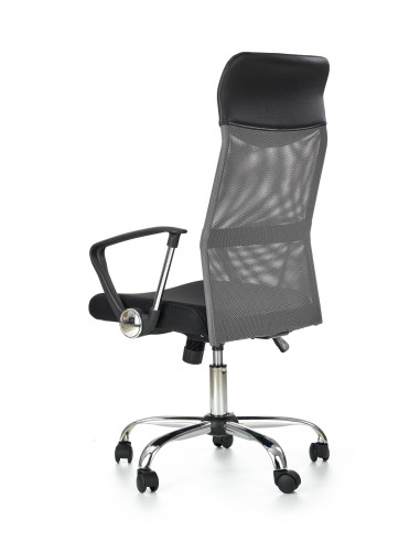VIRE Fotel Biurowy Popiel/Czarny - Eco Skóra / Siatka / Chrom