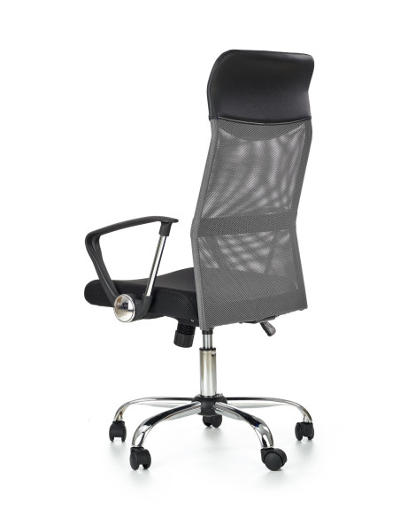 VIRE Fotel Biurowy Popiel/Czarny - Eco Skóra / Siatka / Chrom