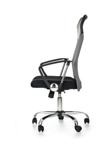 VIRE Fotel Biurowy Popiel/Czarny - Eco Skóra / Siatka / Chrom