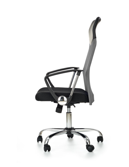 VIRE Fotel Biurowy Popiel/Czarny - Eco Skóra / Siatka / Chrom
