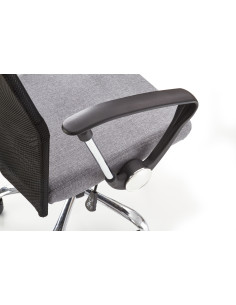 VIRE Fotel Biurowy Popielaty - Eco Skóra / Siatka / Chrom - Wygodne Oparcie 2