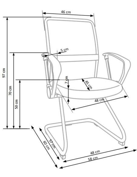 Fotel biurowy z siatką na oparciu VIKY SKID czarny