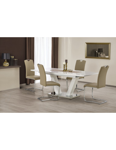 VISION Stół Rozkładany 160-200 cm Biały / Stal Nierdzewna - Stylowy